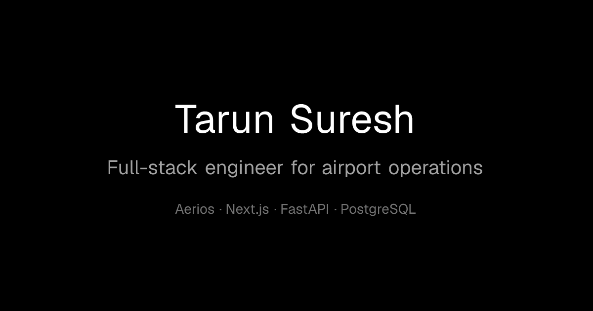 Tarun Suresh - Full Stack Developer | React, Next.js, Node.js